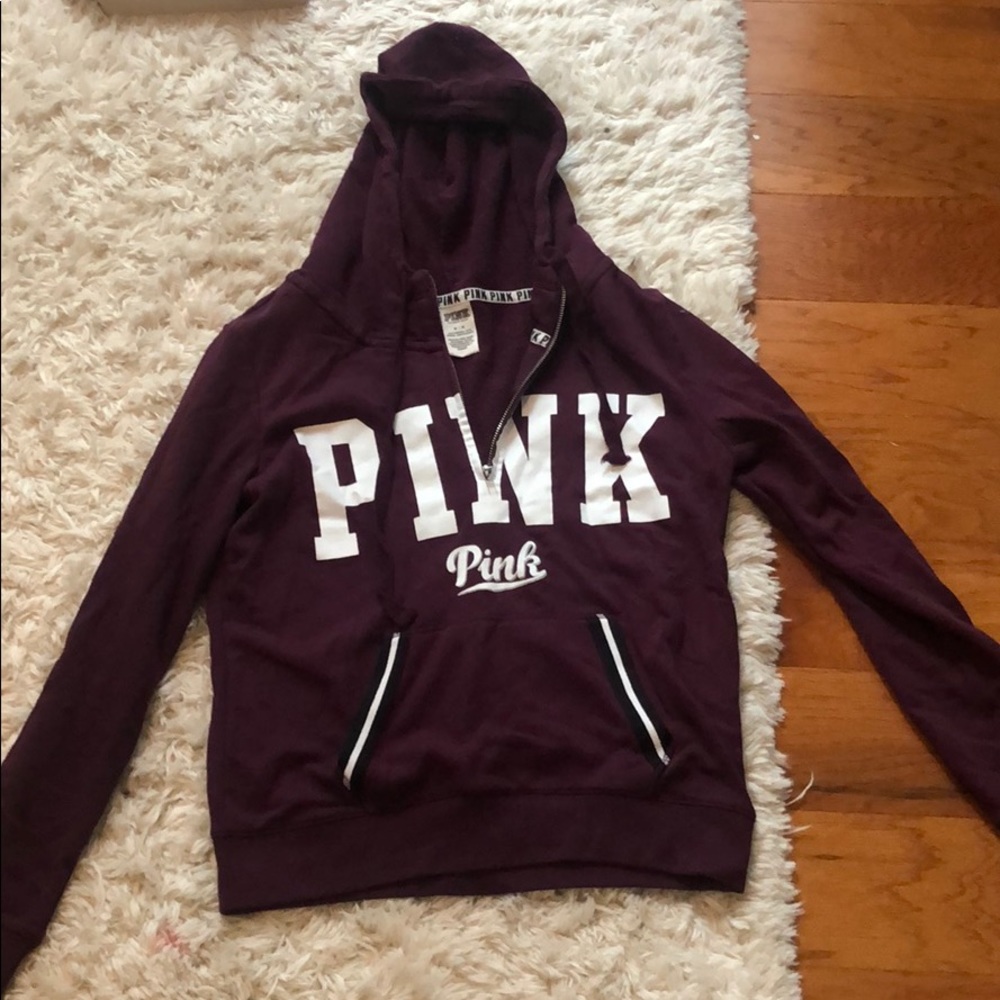 PINK pullover hoodie half zip up